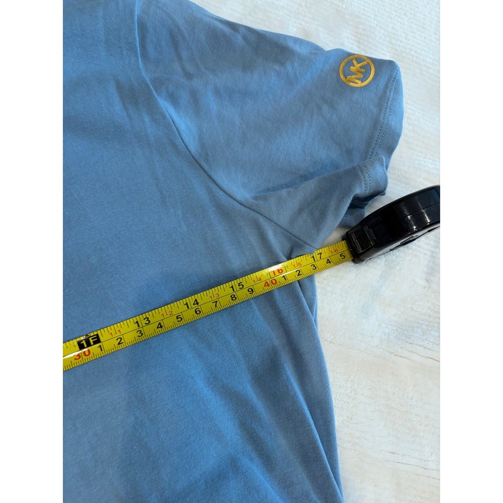 Michael Kors Ruched Side T-Shirt Dress Medium Light Blue Adjustable Drawstring - Picture 9 of 9